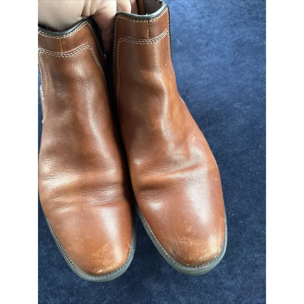 Johnston Murphy Mens 9M Brown Leather Boots Elastic Ankle SKU: 15483 Shoes